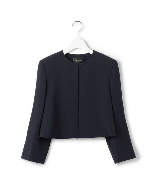 S size ONWARD(小さいサイズ) / エスサイズオンワード ノーカラージャケット | 【APPLAUDIR】クリアジョーゼット コンパクトタックジャケット（ネイビー系）