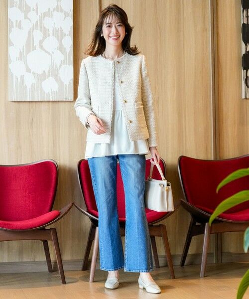 S size ONWARD(小さいサイズ) / エスサイズオンワード ノーカラージャケット | ノーカラーフリンジツイード ジャケット | 詳細20