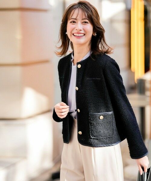 S size ONWARD(小さいサイズ) / エスサイズオンワード ノーカラージャケット | ネップツイード ジャケット | 詳細2