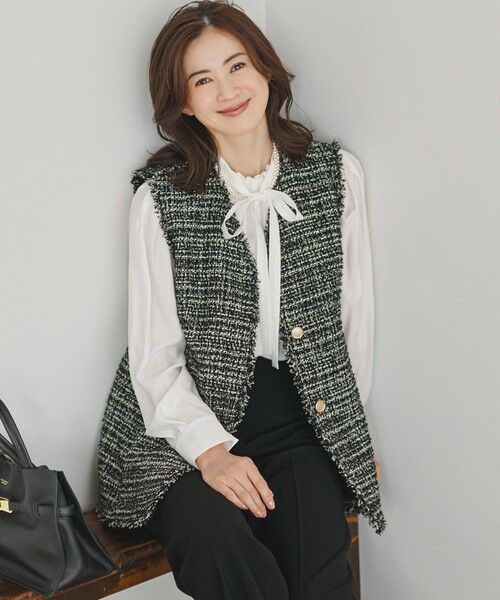 S size ONWARD(小さいサイズ) / エスサイズオンワード その他アウター | GIOLICAツイード フォルム ジレ（ブラック系3）