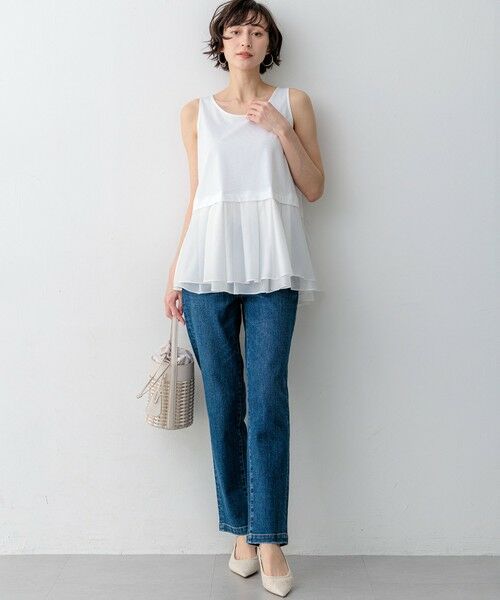 S size ONWARD(小さいサイズ) / エスサイズオンワード タンクトップ | ナチュラルコットンベア シアーペプラム タンクトップ | 詳細6