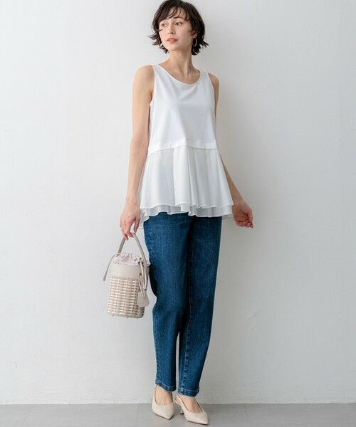 S size ONWARD(小さいサイズ) / エスサイズオンワード タンクトップ | ナチュラルコットンベア シアーペプラム タンクトップ | 詳細7