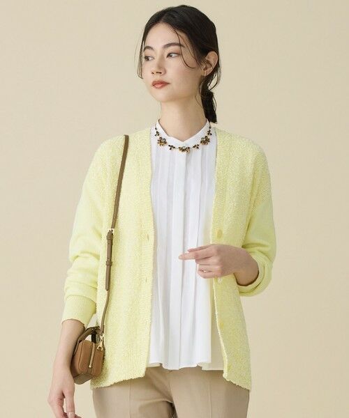 S size ONWARD(小さいサイズ) / エスサイズオンワード カーディガン・ボレロ | ブークレミックスツイードニット カーディガン（イエロー）