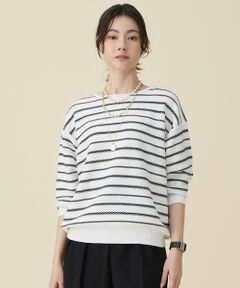 S size ONWARD(小さいサイズ) / エスサイズオンワード ニット・セーター | コットンポリミドルゲージボーダー ニット