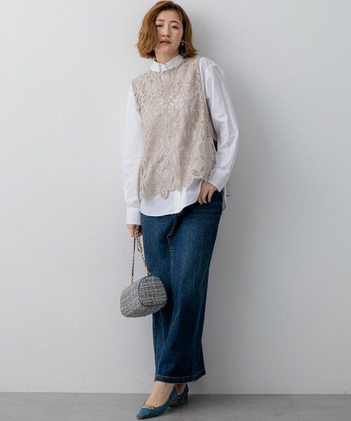 S size ONWARD(小さいサイズ) / エスサイズオンワード ベスト | エンブロイダリーレース ニットベスト | 詳細8