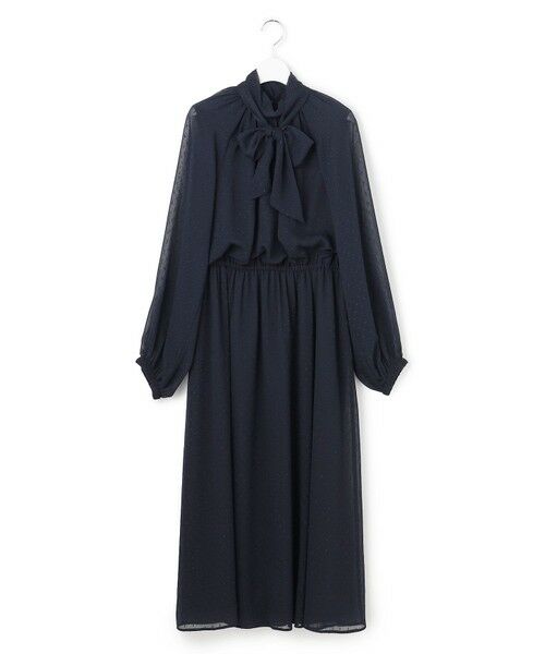 S size ONWARD(小さいサイズ) / エスサイズオンワード ドレス | 【APPLAUDIR】ドットクレープシフォン ドレス（ネイビー系）