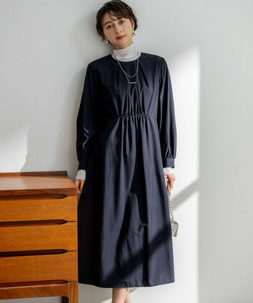S size ONWARD(小さいサイズ) / エスサイズオンワード ロング・マキシ丈ワンピース | ヴィンテージライトタフタ ワンピース（ネイビー系）