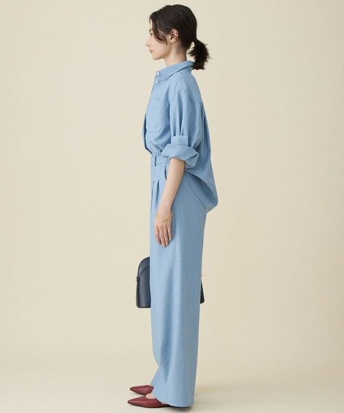 S size ONWARD(小さいサイズ) / エスサイズオンワード その他パンツ | 【セットアップ対応・楽チンキレイ見え】ソフトリネンダンガリーワイド パンツ | 詳細10