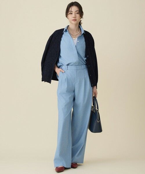 S size ONWARD(小さいサイズ) / エスサイズオンワード その他パンツ | 【セットアップ対応・楽チンキレイ見え】ソフトリネンダンガリーワイド パンツ | 詳細11