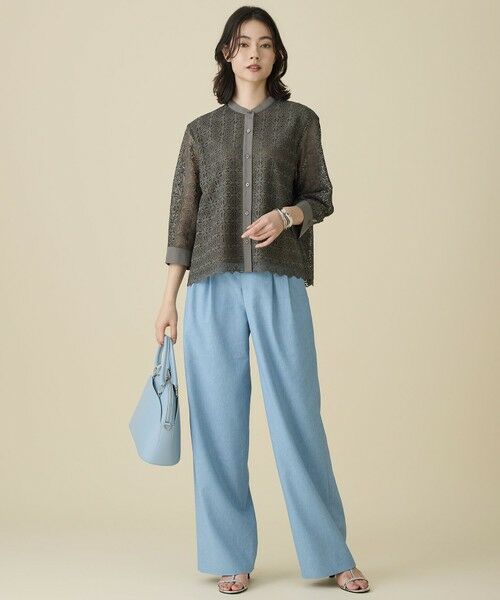 S size ONWARD(小さいサイズ) / エスサイズオンワード その他パンツ | 【セットアップ対応・楽チンキレイ見え】ソフトリネンダンガリーワイド パンツ | 詳細12