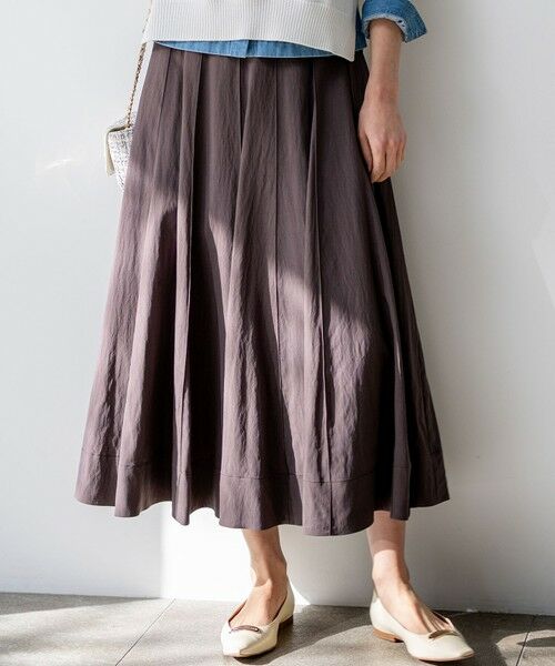 S size ONWARD(小さいサイズ) / エスサイズオンワード ミニ・ひざ丈スカート | 【FUDGE掲載】マットライトタフタ フレアスカート（ブラウン系）