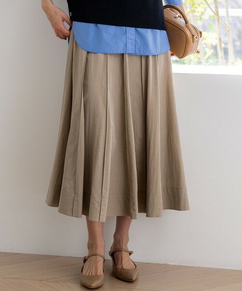 S size ONWARD(小さいサイズ) / エスサイズオンワード ミニ・ひざ丈スカート | 【FUDGE掲載】マットライトタフタ フレアスカート（ベージュ系）