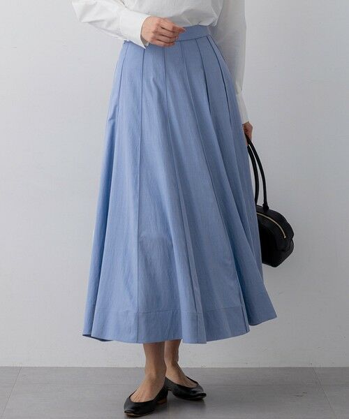 S size ONWARD(小さいサイズ) / エスサイズオンワード ミニ・ひざ丈スカート | 【FUDGE掲載】マットライトタフタ フレアスカート（サックス系）