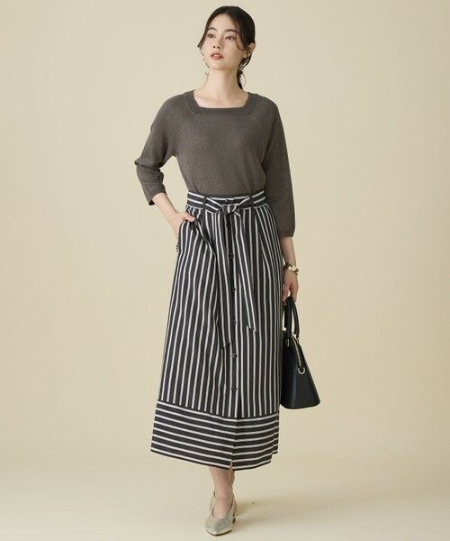 S size ONWARD(小さいサイズ) / エスサイズオンワード ミニ・ひざ丈スカート | 【SHIHOさん着用】ビスコースナイロンドビーストライプ スカート | 詳細18