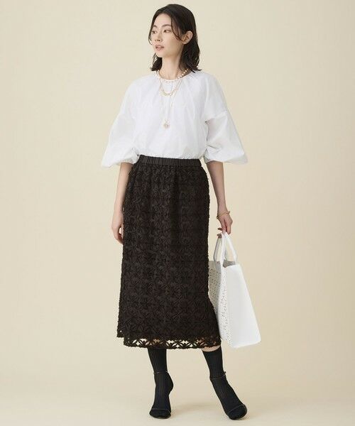 S size ONWARD(小さいサイズ) / エスサイズオンワード ミニ・ひざ丈スカート | 【カタログ掲載】テープエンブロイダリー スカート | 詳細4