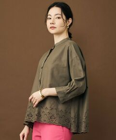 S size ONWARD(小さいサイズ) / エスサイズオンワード シャツ・ブラウス | エンブロイダリーブロードバンドカラー ブラウス
