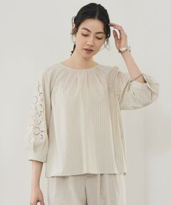 S size ONWARD(小さいサイズ) / エスサイズオンワード シャツ・ブラウス | 【SHIHOさん着用】エンブロイダリーブロードパフスリーブ ブラウス