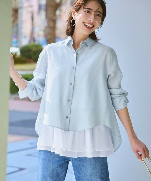 S size ONWARD(小さいサイズ) / エスサイズオンワード シャツ・ブラウス | 【CanCam掲載】シアータンブラー ファンクショナル シャツ（サックスブルー系）