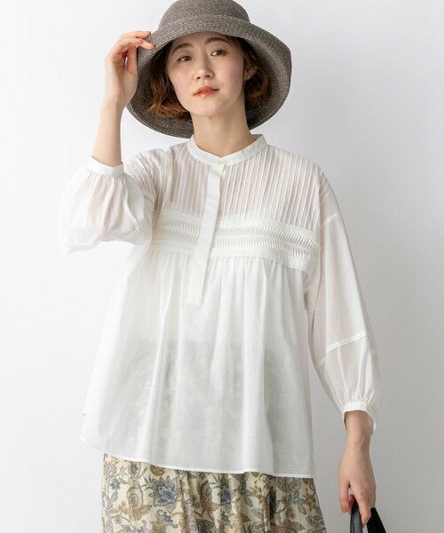 S size ONWARD(小さいサイズ) / エスサイズオンワード シャツ・ブラウス | コットンボイル ピンタック ブラウス（ホワイト系）