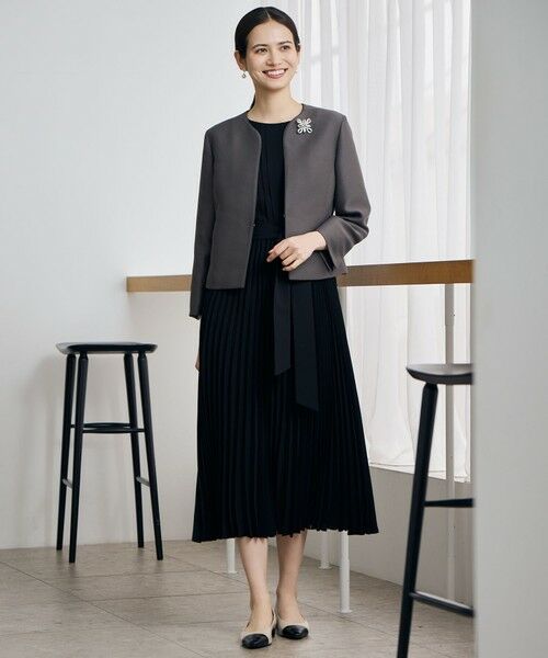 S size ONWARD(小さいサイズ) / エスサイズオンワード ノーカラージャケット | ライトダブルクロス ジャケット | 詳細1