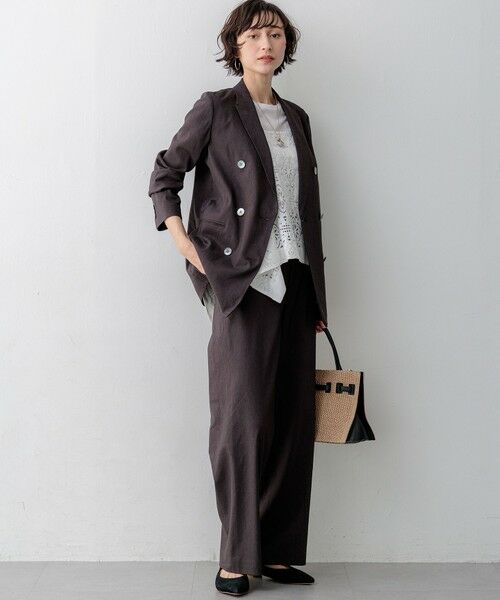 S size ONWARD(小さいサイズ) / エスサイズオンワード その他アウター | 【CanCam掲載】リネンレーヨンストレッチ ダブルジャケット | 詳細13