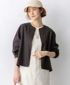 S size ONWARD(小さいサイズ) / エスサイズオンワード その他アウター | リネンレーヨンストレッチ ノーカラー ブルゾン