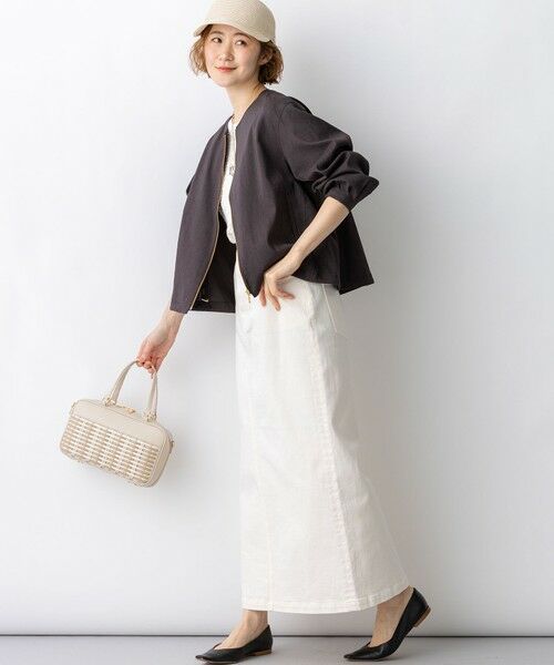 S size ONWARD(小さいサイズ) / エスサイズオンワード その他アウター | リネンレーヨンストレッチ ノーカラー ブルゾン | 詳細15