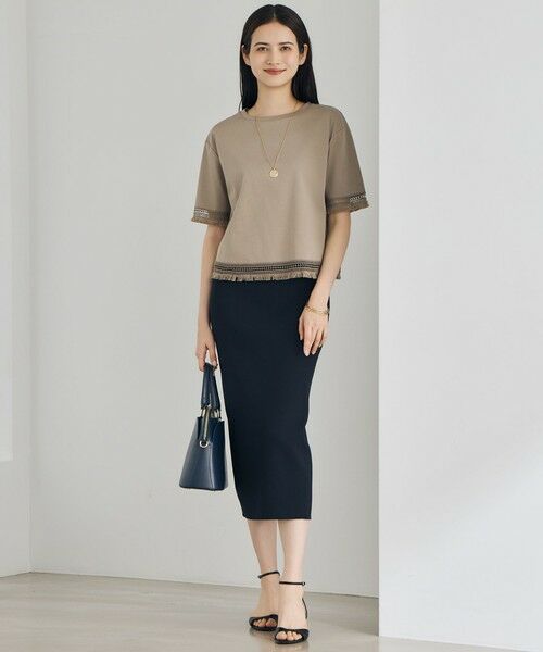 S size ONWARD(小さいサイズ) / エスサイズオンワード カットソー | 【SHIHOさん着用】コンパクトハイゲージフリンジ Tシャツ | 詳細4