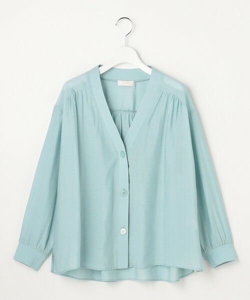 S size ONWARD(小さいサイズ) / エスサイズオンワード カーディガン・ボレロ | シアーギャザー カーディガン（アイスブルー）