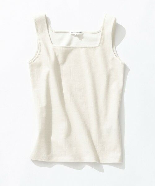S size ONWARD(小さいサイズ) / エスサイズオンワード タンクトップ | シャイニーリブ スクエアネック タンクトップ（アイボリー系）