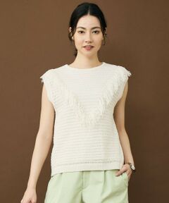 S size ONWARD(小さいサイズ) / エスサイズオンワード ベスト | 【SHIHOさん着用】リネンフリンジ ベスト