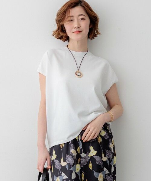 S size ONWARD(小さいサイズ) / エスサイズオンワード ニット・セーター | レーヨンポリエステルストレッチ フレンチスリーブ ニット（ホワイト系）