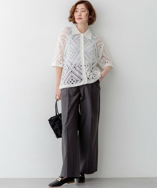 S size ONWARD(小さいサイズ) / エスサイズオンワード ニット・セーター | エンブロイダリーレース ポロ ニット | 詳細3