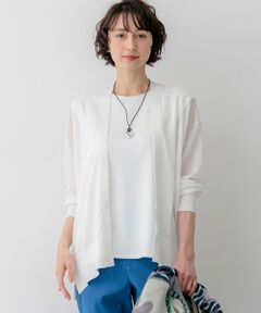 S size ONWARD(小さいサイズ) / エスサイズオンワード カーディガン・ボレロ | シャイニーシアー フロントオープン カーディガン