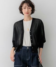 S size ONWARD(小さいサイズ) / エスサイズオンワード カーディガン・ボレロ | 【WEB&一部店舗限定カラーあり】シャイニーシアー ドルマンスリーブ カーディガン