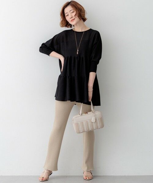 S size ONWARD(小さいサイズ) / エスサイズオンワード ニット・セーター | シャイニーシアーニット ティアード チュニック | 詳細4