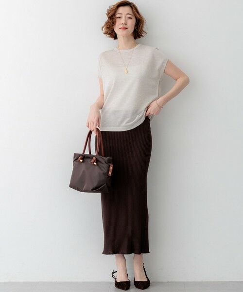 S size ONWARD(小さいサイズ) / エスサイズオンワード ニット・セーター | シャイニーシアー ノースリーブ ニット | 詳細11