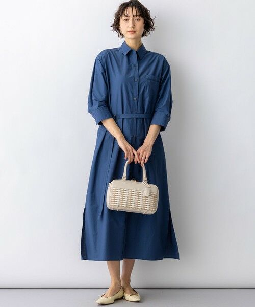 S size ONWARD(小さいサイズ) / エスサイズオンワード ミニ丈・ひざ丈ワンピース | ナイロンコットンタフタ シャツワンピース | 詳細4