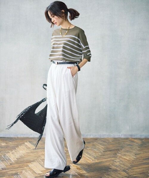 S size ONWARD(小さいサイズ) / エスサイズオンワード その他パンツ | 【SHIHOさん着用・セットアップ対応】リネンストレッチワイド パンツ | 詳細3