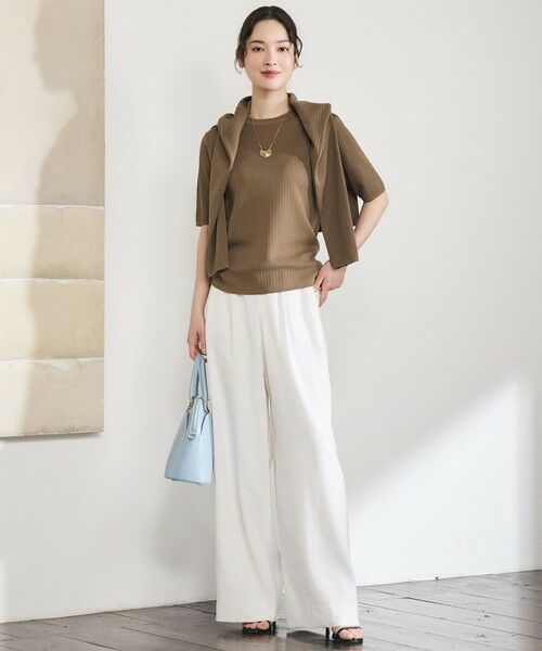 S size ONWARD(小さいサイズ) / エスサイズオンワード その他パンツ | 【SHIHOさん着用・セットアップ対応】リネンストレッチワイド パンツ | 詳細6