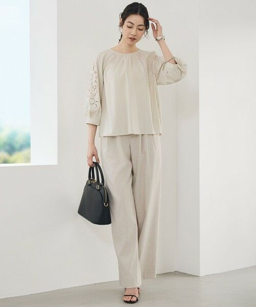 S size ONWARD(小さいサイズ) / エスサイズオンワード その他パンツ | 【SHIHOさん着用・セットアップ対応】リネンストレッチワイド パンツ | 詳細12