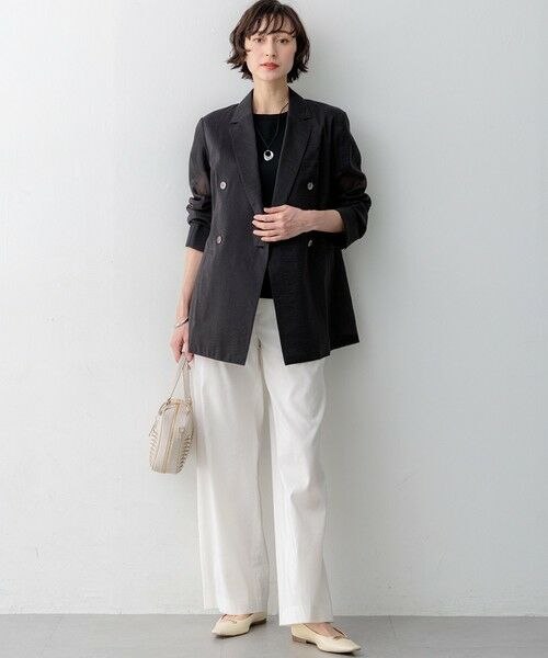 S size ONWARD(小さいサイズ) / エスサイズオンワード その他パンツ | 【CanCam・CLASSY.・Oggi掲載】リネンレーヨンストレッチ ワイドパンツ | 詳細30