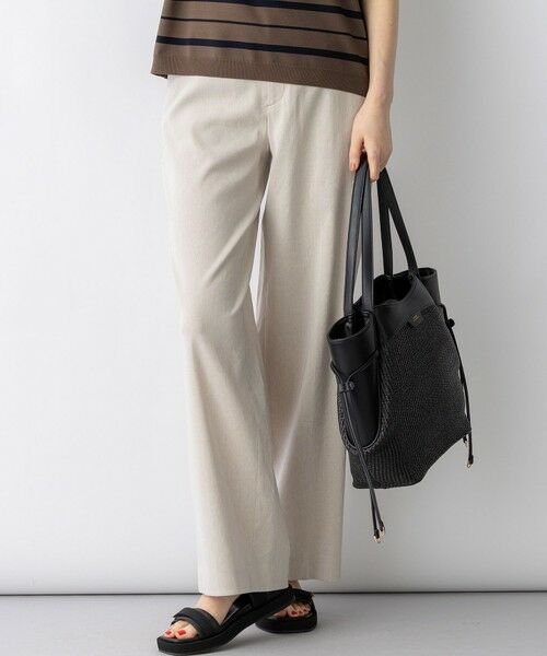 S size ONWARD(小さいサイズ) / エスサイズオンワード その他パンツ | リネンレーヨンストレッチ ワイドパンツ（ベージュ系）