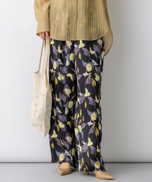 S size ONWARD(小さいサイズ) / エスサイズオンワード その他パンツ | 【先行予約】カラーリリープリント ワイド パンツ（ブラック系5）