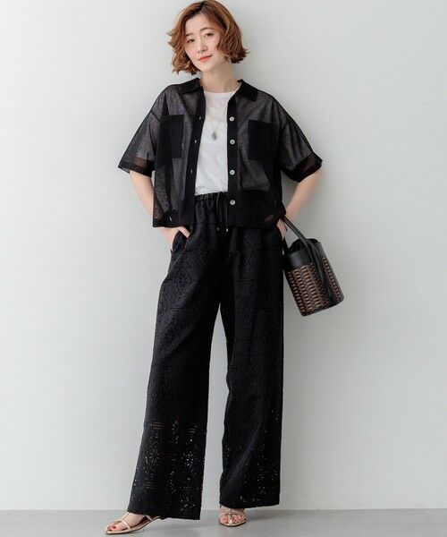 S size ONWARD(小さいサイズ) / エスサイズオンワード その他パンツ | 【見上愛さん着用】ラッセルオーナメントレース ワイド パンツ | 詳細22