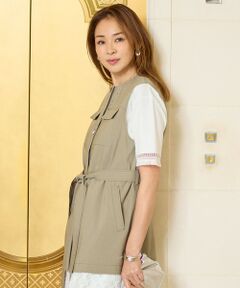 S size ONWARD(小さいサイズ) / エスサイズオンワード ベスト | 【SHIHOさん着用・セットアップ対応】リネンストレッチ ジレ