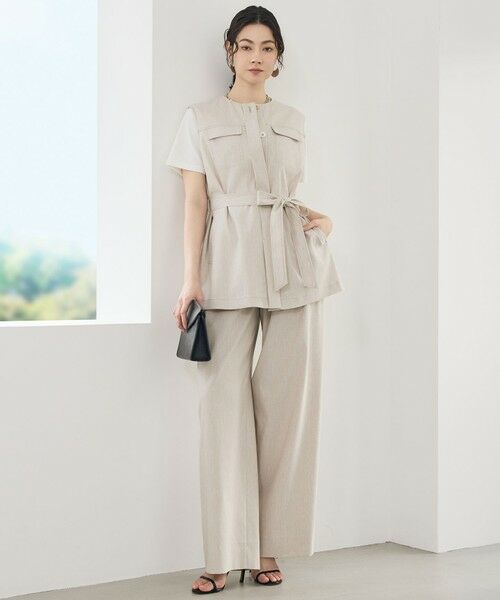 S size ONWARD(小さいサイズ) / エスサイズオンワード ベスト | 【SHIHOさん着用・セットアップ対応】リネンストレッチ ジレ | 詳細1