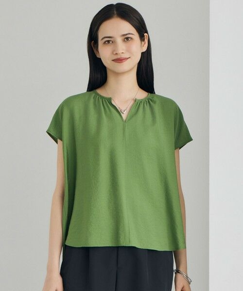 S size ONWARD(小さいサイズ) / エスサイズオンワード シャツ・ブラウス | 【カタログ掲載・人気素材・新型登場・セットアップ対応】エアリーツイルプルオーバー ブラウス（グリーン）