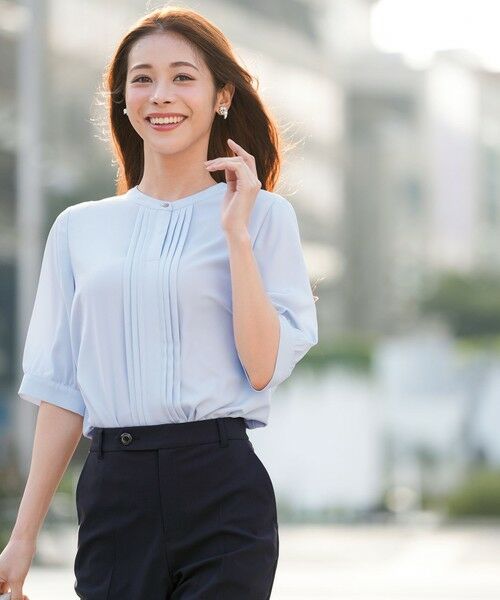 S size ONWARD(小さいサイズ) / エスサイズオンワード シャツ・ブラウス | バンドカラーフロントタック ブラウス | 詳細15