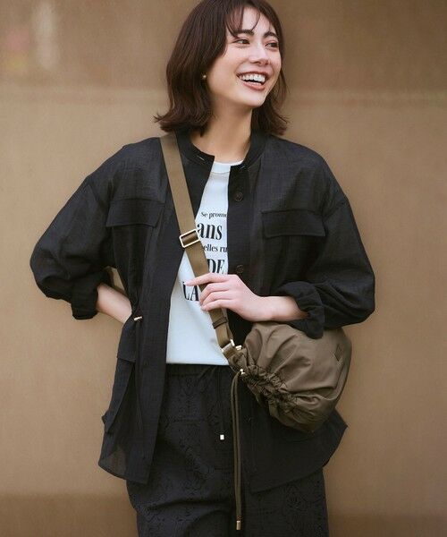 S size ONWARD(小さいサイズ) / エスサイズオンワード シャツ・ブラウス | 【見上愛さん着用】リネンミックスシアースラブ ミリタリージャケット | 詳細1